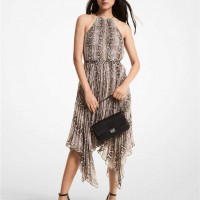 Жіноча Сукня (Pleated Snake Print Georgette Halter Dress) 60683-05 дюни