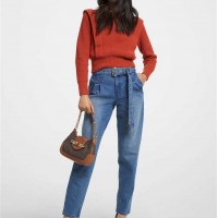 Жіночий Светр (Ribbed Wool Blend Cropped Sweater) 65043-05 помаранчева спеція