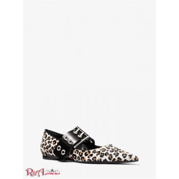 Жіночі Балетки (Maude Leopard Calf Hair Pointed-Toe Mary Jane Flat) 49253-05 хакі