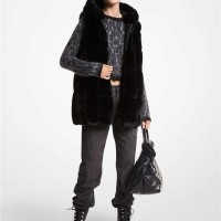 Женский Жилет (Quilted Faux Fur Hooded Vest) 65133-05 Черный