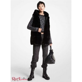 Женский Жилет (Quilted Faux Fur Hooded Vest) 65133-05 Черный