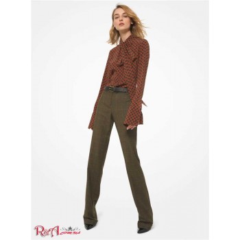 Женские Штаны (Kate Glen Plaid Wool Flannel Cuffed Trousers) 61664-05 Оливковая/Cayenn