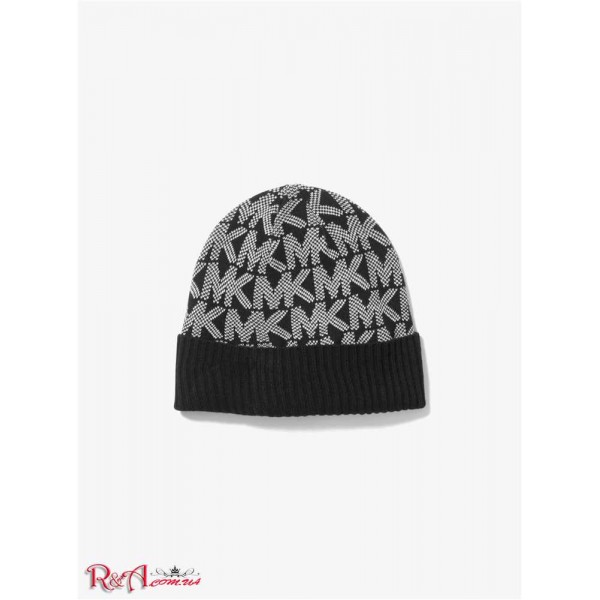 Женская Шапочка MICHAEL KORS (Logo Jacquard Beanie Hat) 65174-05 черный/кремовый