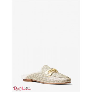 Женские Мюли (Elsa Embellished Metallic Logo and Faux Fur Mule) 65194-05 бледное золото