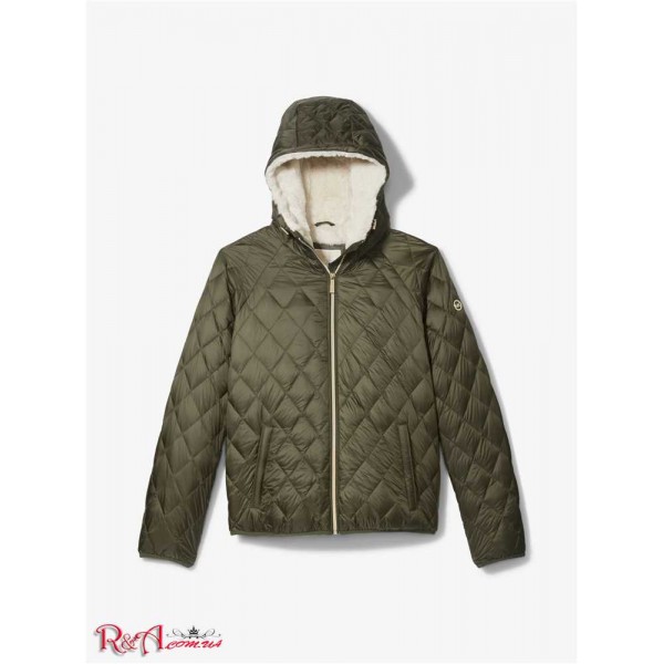 Женская Куртка MICHAEL KORS (Faux Shearling Lined Quilted Nylon Puffer Jacket) 61124-05 Оливковый