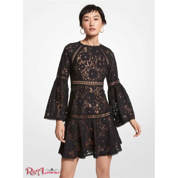 Женское Платье MICHAEL KORS (Floral Lace Bell-Sleeve Dress) 65004-05 черный