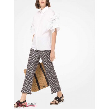 Женские Штаны (Gingham Stretch Cotton-Broadcloth Ruffle-Hem Trousers) 65584-05 черный/белый