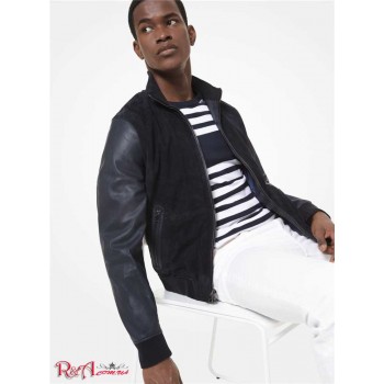 Чоловічий Бомбер (Perforated Suede Leather Bomber Jacket) 48554-05 опівночі