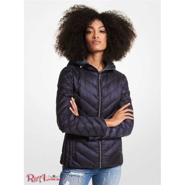 Женская Куртка MICHAEL KORS (Reversible Printed Nylon Packable Puffer Jacket) 61104-05 Военно-Морской