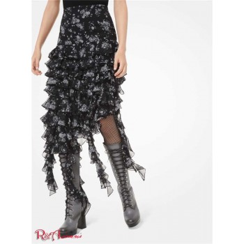 Женская Юбка (Floral Silk-Georgette Ruffle Skirt) 65594-05 slate multi
