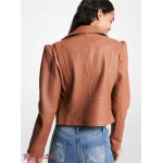 Женская Куртка MICHAEL KORS (Pebbled Leather Puff-Sleeve Moto Jacket) 60714-05 Багаж