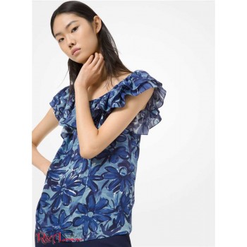 Женская Блузка (Daisy Crepe De Chine Ruffled Blouse) 61654-05 Морской