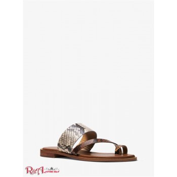 Женские Сандалии (Pratt Two-Tone Python Embossed Leather Sandal) 61324-05 Натуральный Комбо