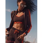 Женский Бралетт MICHAEL KORS (Logo Tape Stretch Nylon Racerback Sports Bra) 65045-05 Chocolate