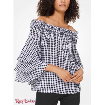 Женский Топ (Gingham Off-The-Shoulder Top) 61655-05 Черный/Белый