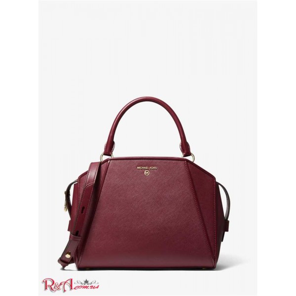 Женская Сумка Сэтчел MICHAEL KORS (Cleo Medium Saffiano Leather Satchel) 65535-05 Dk Berry