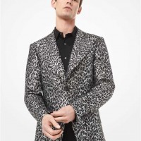 Блейзер Leopard Metallic Wool Jacquard для Мужчин 48725-05 Серебряный