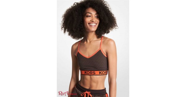 Logo Tape Stretch Nylon Racerback Sports Bra