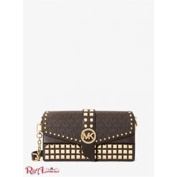 Женская Сумка на Плечо (Greenwich Medium Studded Logo Shoulder Bag) 65505-05 Chocolate