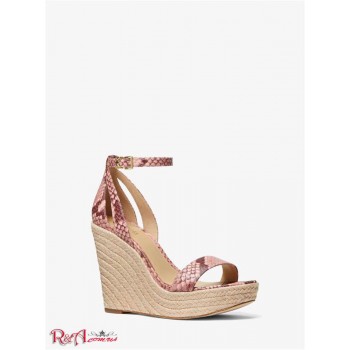 Женские Веджесы (Kimberly Snake Embossed Leather Wedge Sandal) 61305-05 Женмчужный Розовый