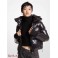 Женская Куртка (Quilted Patent Nylon Cropped Puffer Jacket) 65125-05 Черный