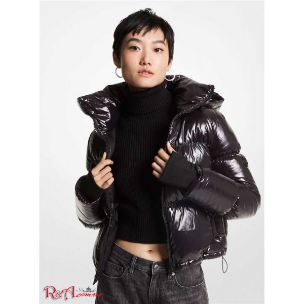 Женская Куртка MICHAEL KORS (Quilted Patent Nylon Cropped Puffer Jacket) 65125-05 Черный