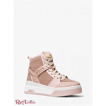 Женские Сникерсы (Lexi Embellished Nylon and Logo High-Top Sneaker) 65235-05 блідо-золото