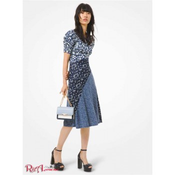 Женское Платье (Mixed Floral Matte Jersey Ruched-Sleeve Dress) 60815-05 Шамбрей