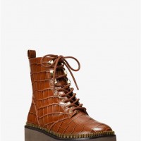 Ботинки Haskell Crocodile Embossed Leather Combat для Женщин 49675-05 Chestnut