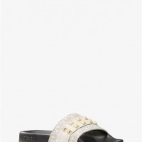 Женские Сандалии (Brandy Studded Logo and Embossed Leather Slide Sandal) 61215-05 Van/Кремовый