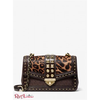Женская Сумка на Плечо (SoHo Large Studded Printed Calf Hair and Logo Shoulder Bag) 65555-05 коричневый мульти