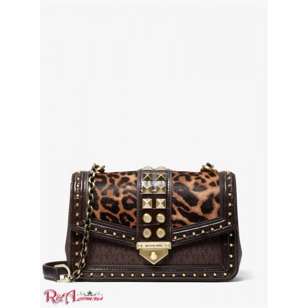 Женская Сумка на Плечо MICHAEL KORS (SoHo Large Studded Printed Calf Hair and Logo Shoulder Bag) 65555-05 коричневый мульти