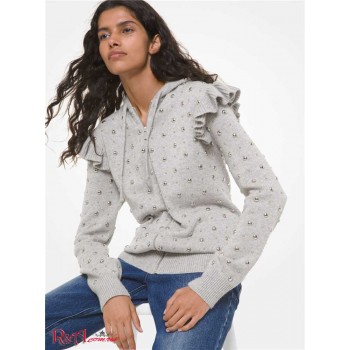 Жіноче Худі (Studded Cashmere Zip-Up Hoodie) 61165-05 Перловий Сірий
