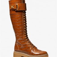 Жіночі Черевики (Stark Crocodile Embossed Leather Combat Boot) 65635-05 Chestnut