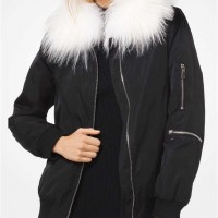 Женский Бомбер (Goat Hair Collar Bomber Jacket) 47935-05 Черный