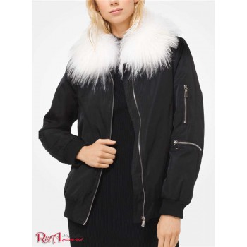 Женский Бомбер (Goat Hair Collar Bomber Jacket) 47935-05 Черный