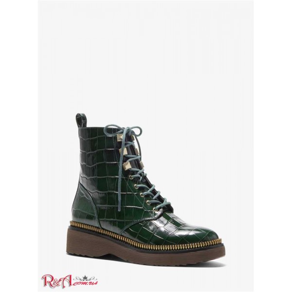 Женские Ботинки MICHAEL KORS (Haskell Crocodile Embossed Leather Combat Boot) 49676-05 Мох