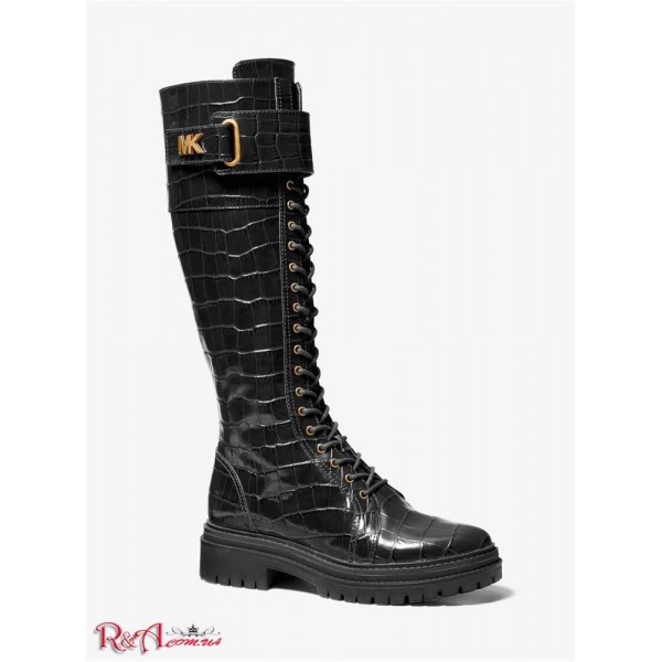 Женские Ботинки MICHAEL KORS (Stark Crocodile Embossed Leather Combat Boot) 65636-05 Черный