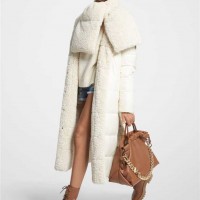 Женский Пуховик (Quilted Cire and Faux Shearling Reversible Puffer Coat) 65056-05 alabaster
