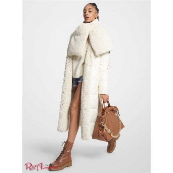 Женский Пуховик (Quilted Cire and Faux Shearling Reversible Puffer Coat) 65056-05 alabaster