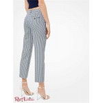 Жіночі Штани MICHAEL KORS (Tattersall Wool-and-Cotton Jacquard Cropped Trousers) 65566-05 морський