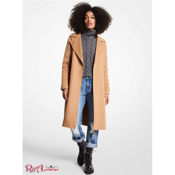 Женское Пальто MICHAEL KORS (Wool Blend Wrap Coat) 65126-05 Темный Camel