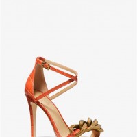 Женские Сандалии (Scarlett Chain Link Crocodile Embossed Leather Sandal) 65276-05 оранжевая специя