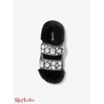 Женские Сандалии MICHAEL KORS (Stark Embellished Glitter and Faux Fur Slide Sandal) 65286-05 черный/серебристый
