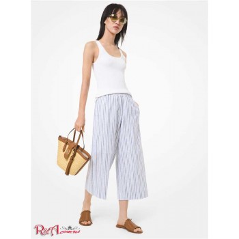 Женские Штаны (Striped Linen Blend Cropped Pants) 60746-05 Экипаж Синий
