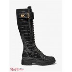 Женские Ботинки MICHAEL KORS (Stark Crocodile Embossed Leather Combat Boot) 65636-05 Черный