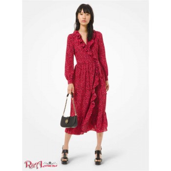 Женское Платье (Petal Crepe Ruffled Wrap Dress) 60816-05 Черный Комбо
