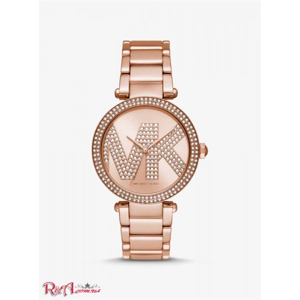 Жіночий Годинник MICHAEL KORS (Oversized Pave Logo Rose Gold-Tone Watch) 48176-05 рожевий золото