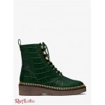 Женские Ботинки MICHAEL KORS (Haskell Crocodile Embossed Leather Combat Boot) 49676-05 Мох