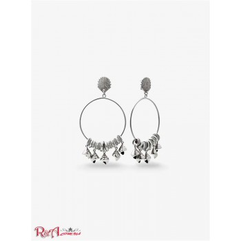 Женские Сережки (Silver-Tone Shell Hoop Earrings) 64976-05 серебро